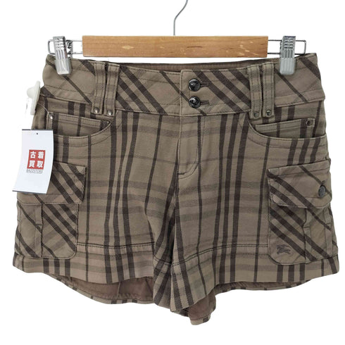 バーバリーブルーレーベル BURBERRY BLUE LABEL ポイントロゴ刺繍チェックショートパンツ レディース EUR:38