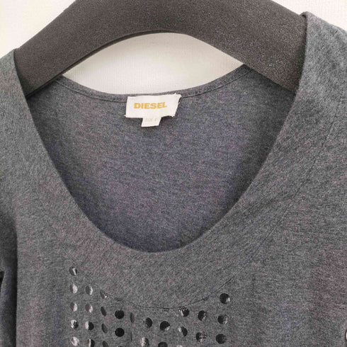 ディーゼル DIESEL フロント ラメ ドット デザイン Uネック ロングカットソー ミニワンピ Y2K レディース import:S