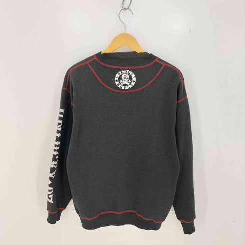 SEVEN ZERO ONE 00s Y2K クラックプリント スカル クルーネックスウェット メンズ import:L