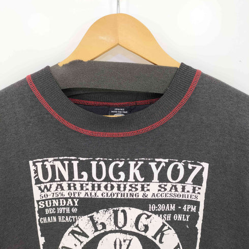 SEVEN ZERO ONE 00s Y2K クラックプリント スカル クルーネックスウェット メンズ import:L