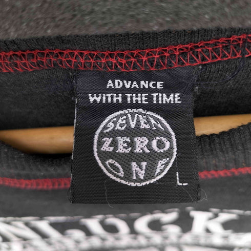 SEVEN ZERO ONE 00s Y2K クラックプリント スカル クルーネックスウェット メンズ import:L