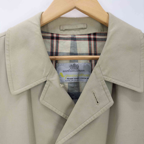 アクアスキュータム AQUASCUTUM イングランド製 裏地チェック柄 ステンカラーコート メンズ