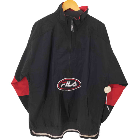 フィラ FILA フロントロゴ刺繍ナイロンハーフジップアップジャケット メンズ import:L