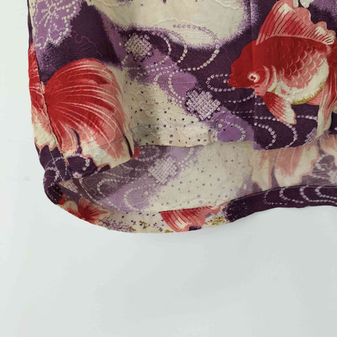 MAKANALEI S/S シルク100% 和柄オープンカラーシャツ メンズ SM¥¥¥SMALL