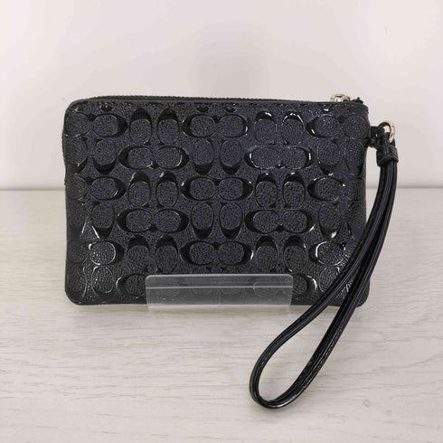 コーチ COACH パテントレザー コーナ ジップ ポーチ 小物入れ レディース