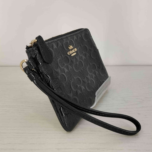 コーチ COACH パテントレザー コーナ ジップ ポーチ 小物入れ レディース
