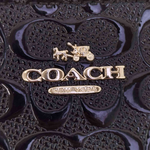 コーチ COACH パテントレザー コーナ ジップ ポーチ 小物入れ レディース