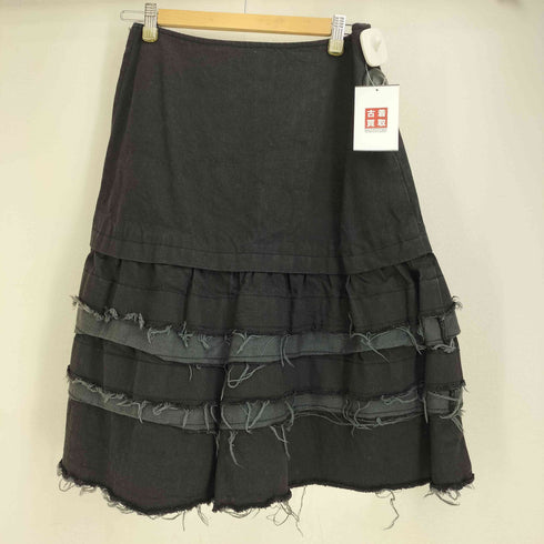 トリココムデギャルソン tricot COMME des GARCONS 2006SS 製品染め フリンジ デザイン コットン ミディ ティアードスカート レディース JPN:M
