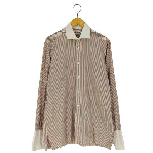 CHARVET フランス製 ストライプ ワイドカラー ドレスシャツ クレリックシャツ メンズ 40 / L