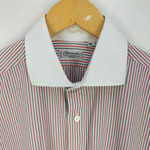 CHARVET フランス製 ストライプ ワイドカラー ドレスシャツ クレリックシャツ メンズ 40 / L
