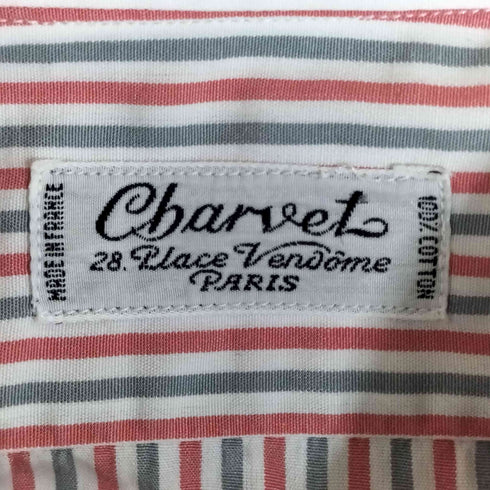 CHARVET フランス製 ストライプ ワイドカラー ドレスシャツ クレリックシャツ メンズ 40 / L
