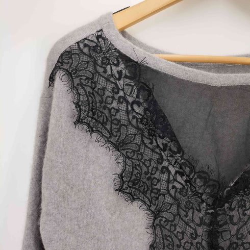 ノーブル Noble 23AW フォックス混 2way Back レース プルオーバー ニット レディース
