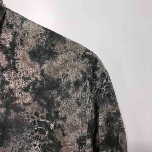 トルネードマート TORNADO MART Y2K Rare Japanese Wrinkle effect Three quarter sleeve shirt コットンシュリンククロコダイルプリント ワイドカラーシャツ メンズ LL