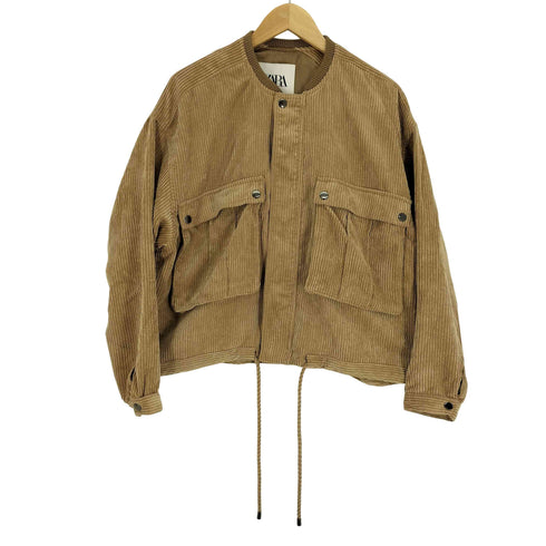 ザラ ZARA コーデュロイ ノーカラー ブルゾン ジャケット レディース import:S