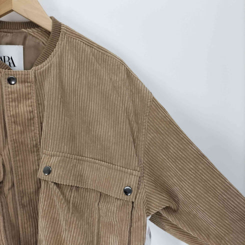 ザラ ZARA コーデュロイ ノーカラー ブルゾン ジャケット レディース import:S