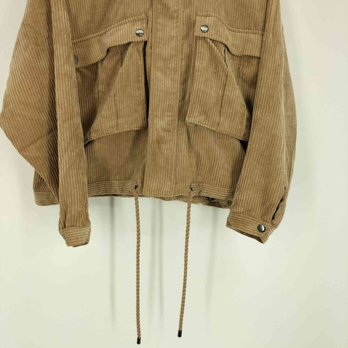 ザラ ZARA コーデュロイ ノーカラー ブルゾン ジャケット レディース import:S