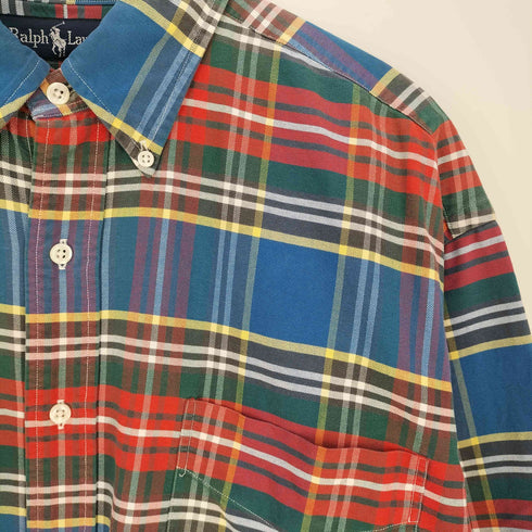 ラルフローレン RALPH LAUREN The Big Oxford 裾ポニー刺繍 チェック オックスフォードシャツ メンズ import:M
