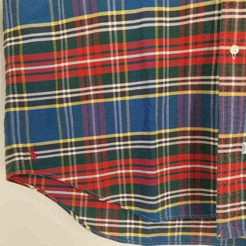 ラルフローレン RALPH LAUREN The Big Oxford 裾ポニー刺繍 チェック オックスフォードシャツ メンズ import:M