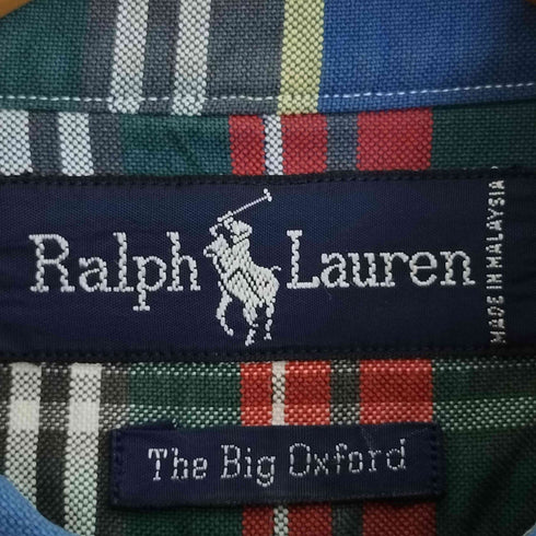 ラルフローレン RALPH LAUREN The Big Oxford 裾ポニー刺繍 チェック オックスフォードシャツ メンズ import:M