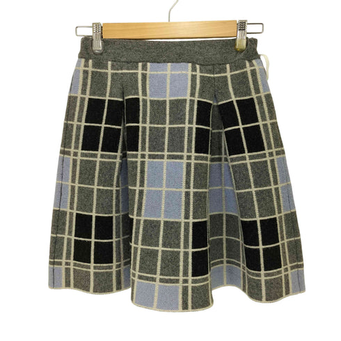 ランバンオンブルー LANVIN en Bleu カシミヤ混 ジャガードチェックスカート レディース FR:38-40
