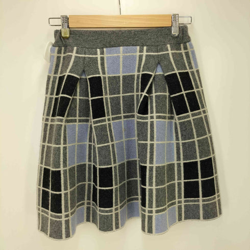 ランバンオンブルー LANVIN en Bleu カシミヤ混 ジャガードチェックスカート レディース FR:38-40