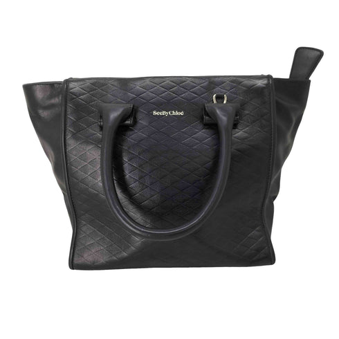 シーバイクロエ SEE BY CHLOE APRIL SMレザー ダイヤモンドキルティングハンドバッグ レディース