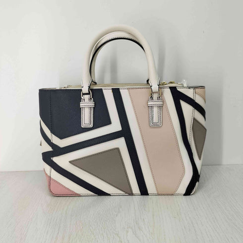 トリーバーチ TORY BURCH 金ロゴ サフィアーノレザー マルチカラーハンドバッグ レディース