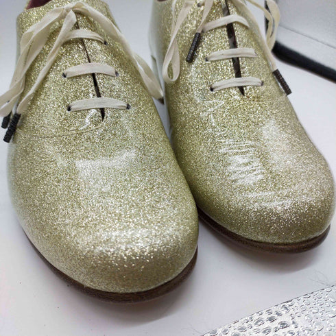 マークジェイコブス MARC JACOBS BETTY LACE UP OXFORD ラメ コーティング レースアップ シューズ レディース EUR:37