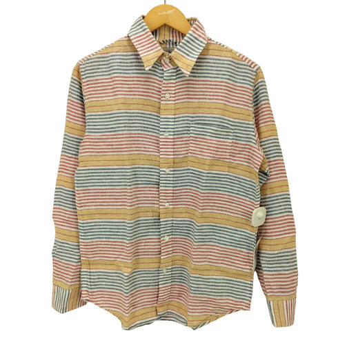 エルエルビーン L.L.Bean SLIGHTLY FITTED マルチボーダー リネン L/S シャツ メンズ import:M