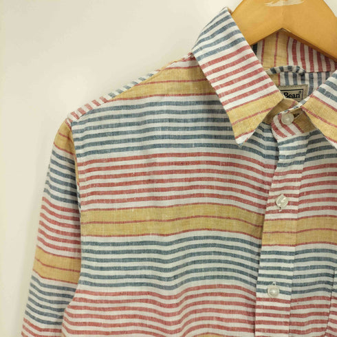 エルエルビーン L.L.Bean SLIGHTLY FITTED マルチボーダー リネン L/S シャツ メンズ import:M