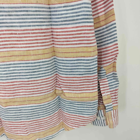 エルエルビーン L.L.Bean SLIGHTLY FITTED マルチボーダー リネン L/S シャツ メンズ import:M