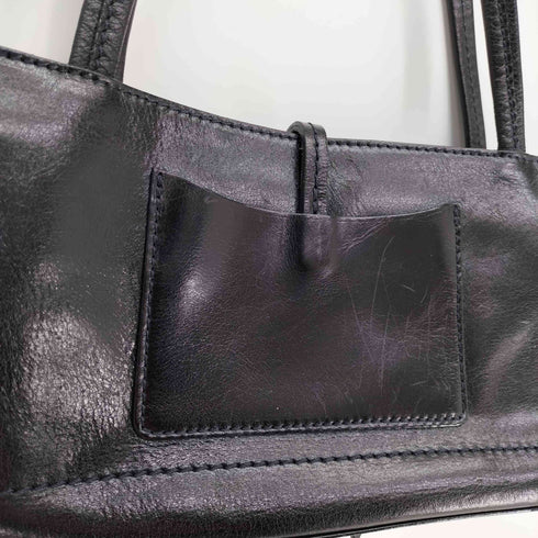 CIMABUE ダブルジップ ポケット レザー ショルダー バッグ ハンド バッグ レディース