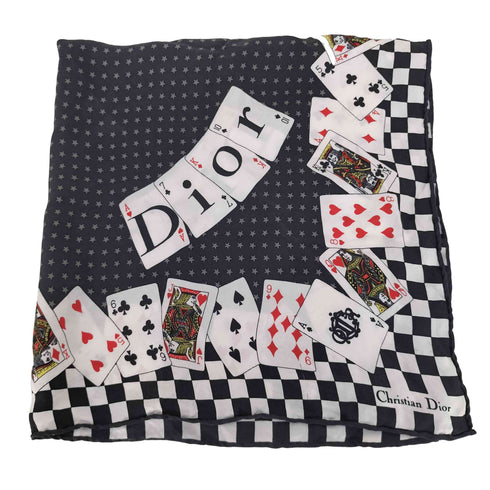 クリスチャンディオール Christian Dior トランプ柄 デザイン スカーフ レディース