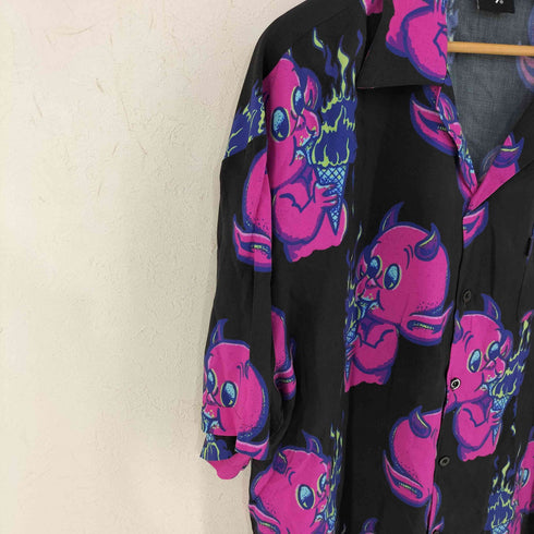 8&9 MFG レーヨン デビルプリント オープンカラーシャツ メンズ import:XL