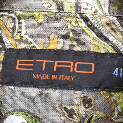 エトロ ETRO MADE IN ITALY ペイズリー柄リネンシャツ メンズ 41