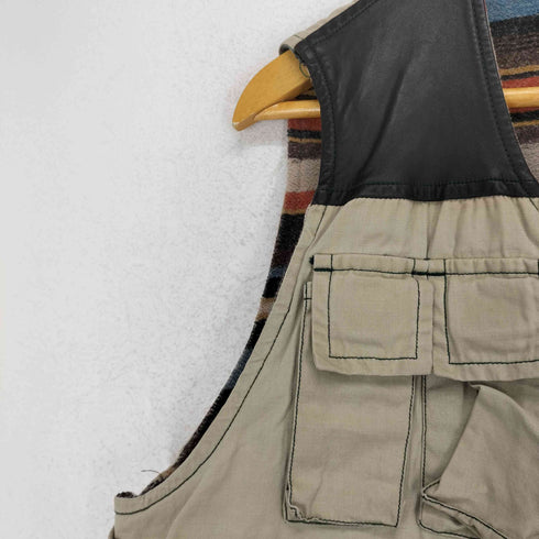STYLISH GARMENT 裏地ブランケット レザー切替フィッシングベスト メンズ