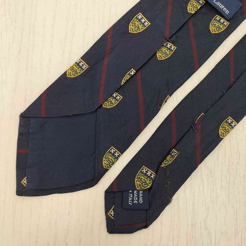 ポロバイラルフローレン Polo by RALPH LAUREN HAND MADE IN ITALY イタリア製 ストライプ エンブレム シルクネクタイ メンズ