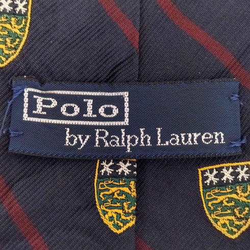 ポロバイラルフローレン Polo by RALPH LAUREN HAND MADE IN ITALY イタリア製 ストライプ エンブレム シルクネクタイ メンズ