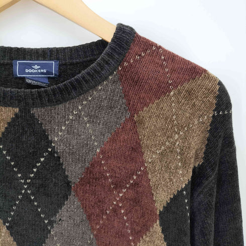 ドッカーズ DOCKERS アーガイル ベルベット クルーネック ニット メンズ import:XL
