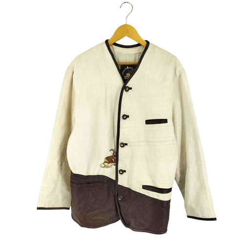 ベラペレ VERA PELLE レザー切替 ノーカラージャケット メンズ JPN:L