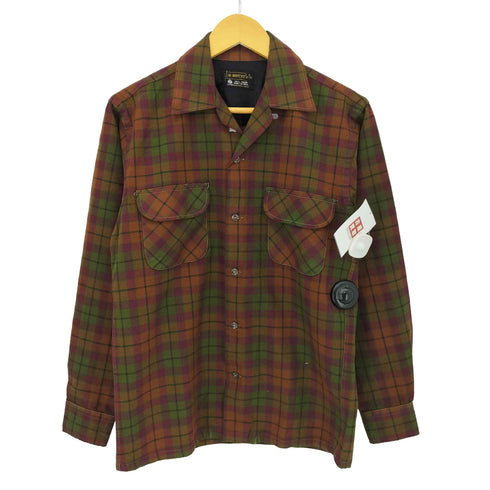 ブレント BRENT 70S チェック柄 ウール100% オープンカラーシャツ L/S メンズ 14 1/2