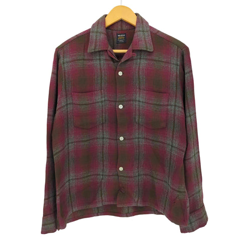 ヴァンヒューゼン VAN HEUSEN 70S ウール混 シャドーチェック L/S オープンカラーシャツ メンズ 15 1/2
