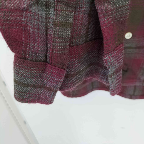 ヴァンヒューゼン VAN HEUSEN 70S ウール混 シャドーチェック L/S オープンカラーシャツ メンズ 15 1/2