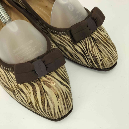 サルヴァトーレフェラガモ Salvatore Ferragamo 総柄 リボンパンプス レディース