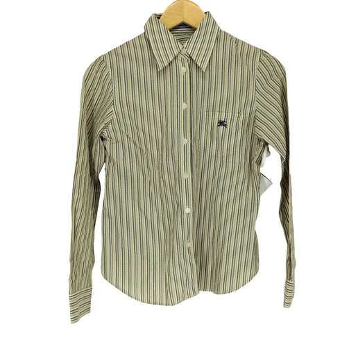 バーバリーブルーレーベル BURBERRY BLUE LABEL ロゴ刺繍コットンストライプL/S シャツ レディース JPN:38