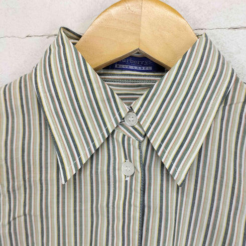 バーバリーブルーレーベル BURBERRY BLUE LABEL ロゴ刺繍コットンストライプL/S シャツ レディース JPN:38