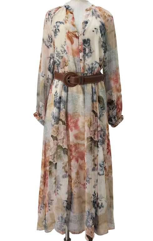 ザラ ZARA L/S 花柄シアーワンピース レディース import:S