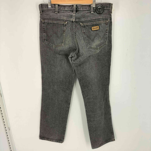 ラングラー Wrangler UK製 ジップフライ レザーパッチ ブラック デニムパンツ メンズ 34-32