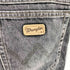 ラングラー Wrangler UK製 ジップフライ レザーパッチ ブラック デニムパンツ メンズ 34-32