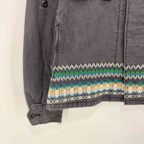レアセル rehacer 裾刺繍 ブラックデニムジャケット メンズ JPN:S